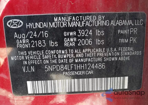 2017 Hyundai Elantra Se z USA, uszkodzony, nr VIN 5NPD84LF1HH124486